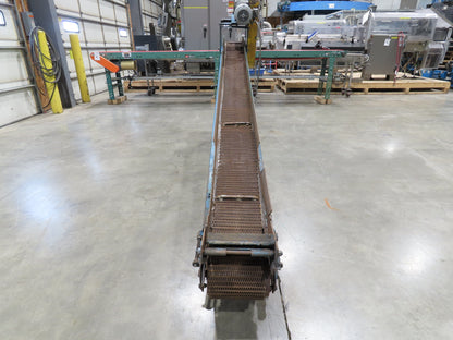 11' 5" Incline Parts Conveyor Steel Wire Mesh 8"Belt 460V 3PH 65FPM Chain Drive