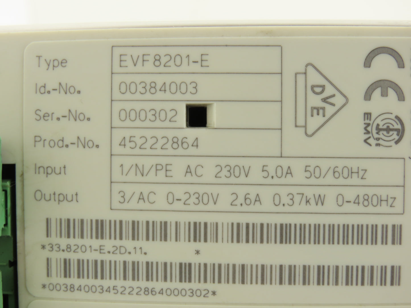 Lenze EVF8201-E VFD Motor Drive Inverter 230V 1Ph In 0.37kW 2.6A 3PH 230V Out