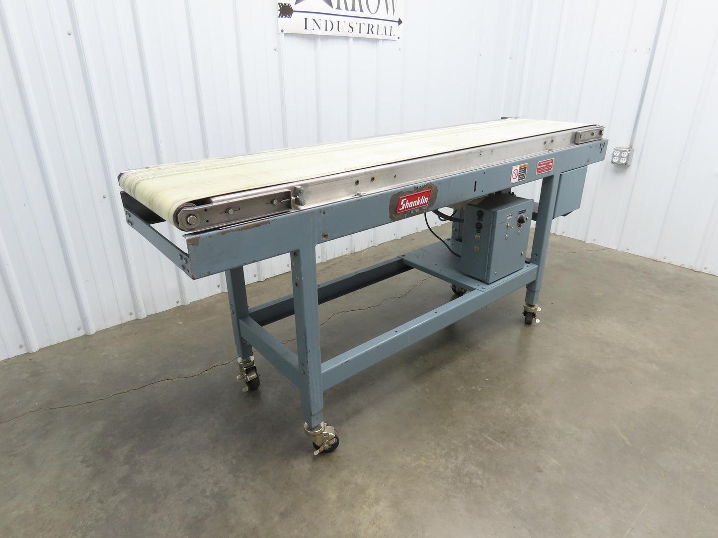Shanklin 78"L Portable Slider Bed Conveyor 16"Belt 115V Variable Speed Drive