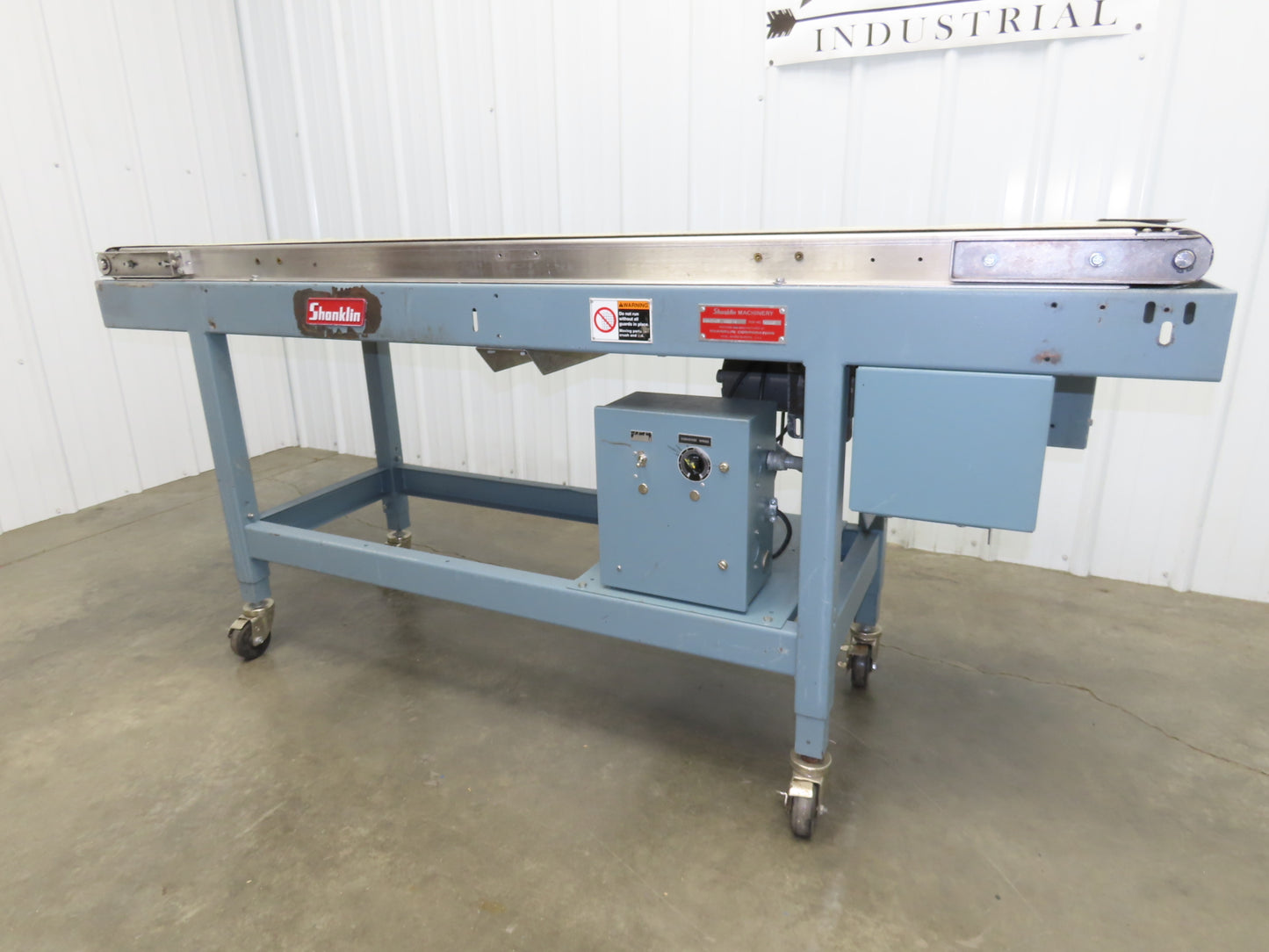 Shanklin 78"L Portable Slider Bed Conveyor 16"Belt 115V Variable Speed Drive
