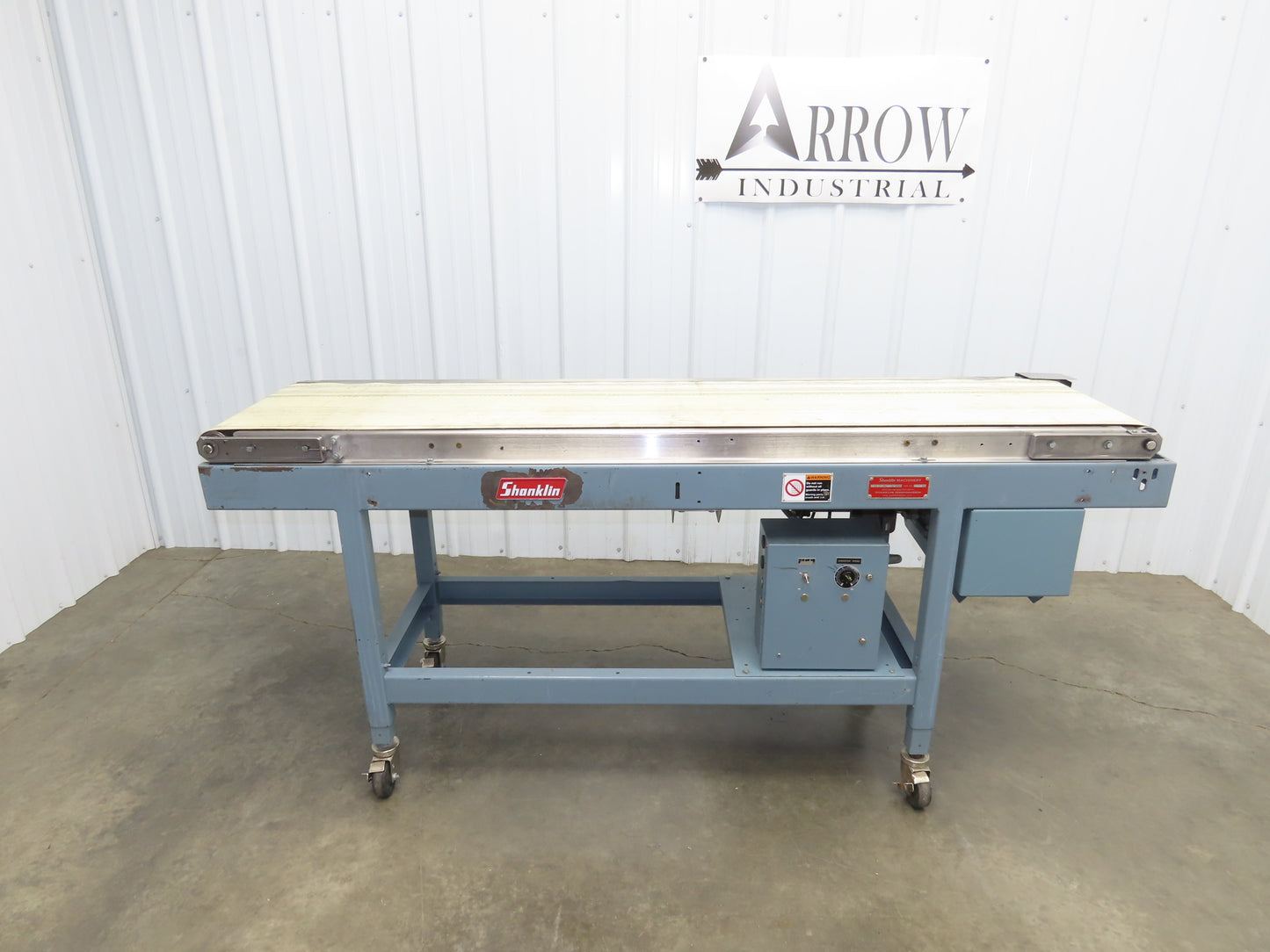Shanklin 78"L Portable Slider Bed Conveyor 16"Belt 115V Variable Speed Drive