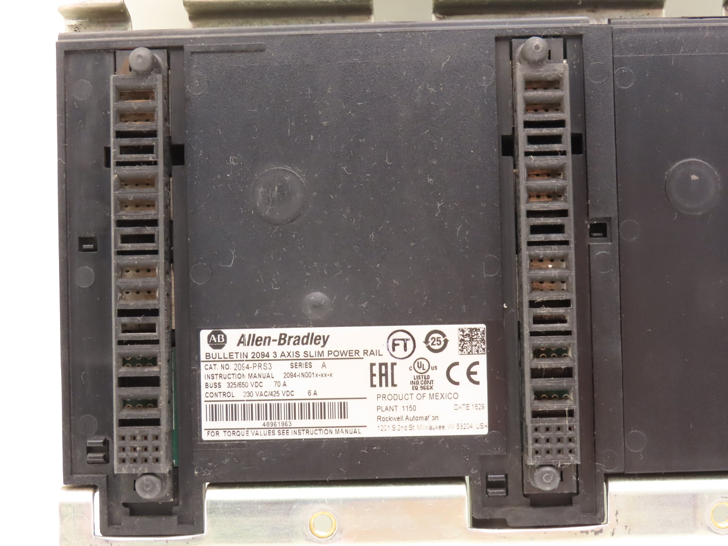 Allen Bradley 2094-PRS3 3 Axis Slim Power Rail Backplane Module Ser A