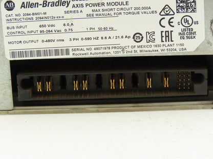 Allen Bradley 2094-BM01-M 9A Axis Power Module VFD 0-480V 3Ph 0-590Hz 21.6A