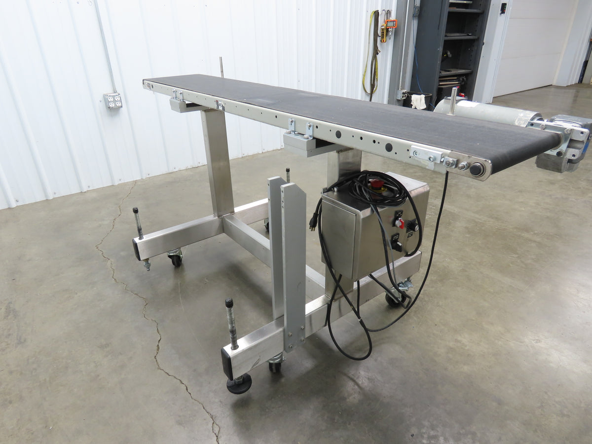 QC Industries 72"L Portable Conveyor 12"Belt 115V Variable Speed Drive 0-88FPM