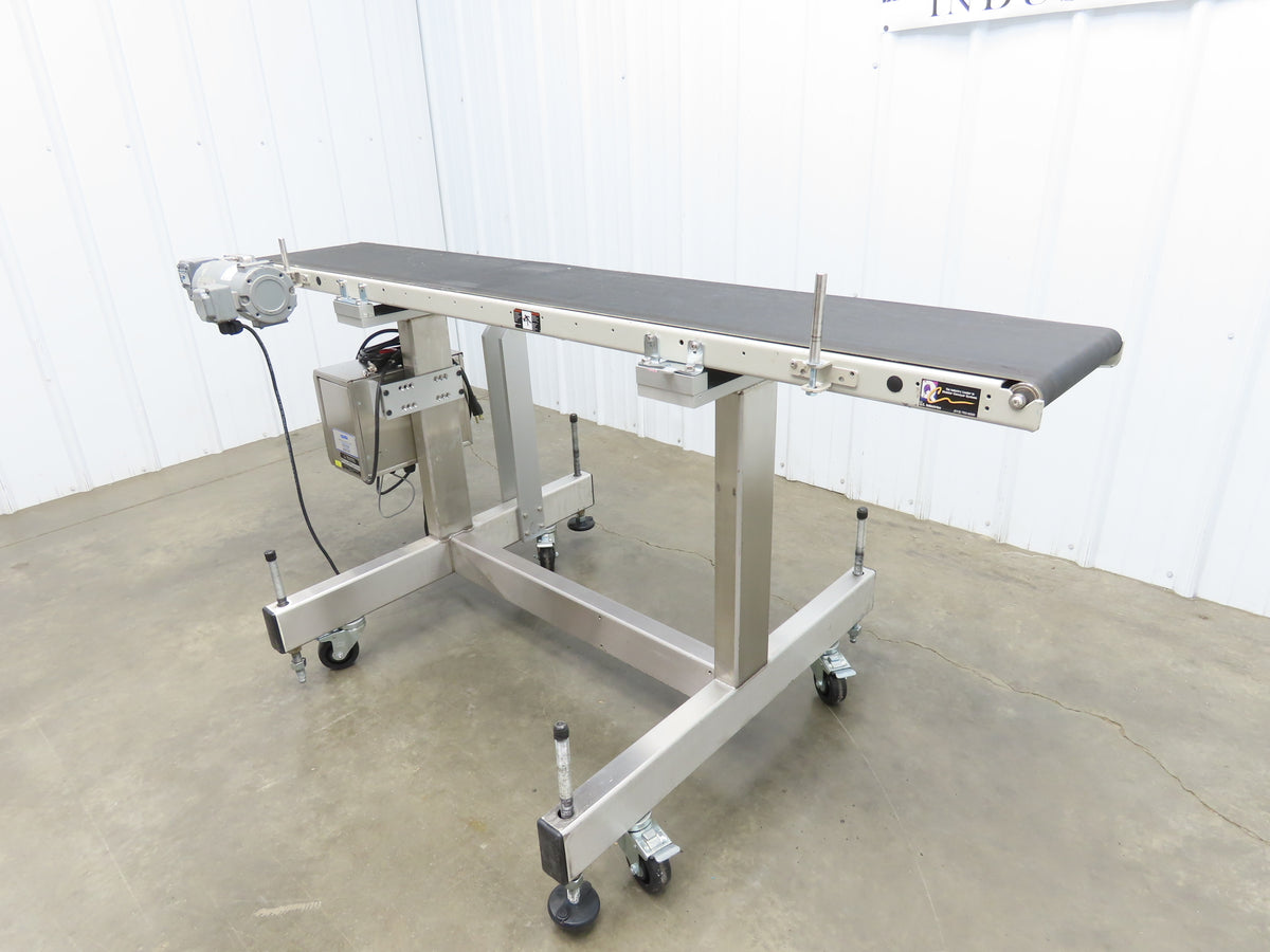 QC Industries 72"L Portable Conveyor 12"Belt 115V Variable Speed Drive 0-88FPM