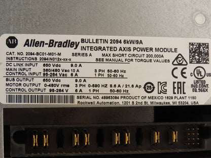 Allen Bradley 2094-BC01-M01-M Integrated Axis Power Module 480V 3Ph 0-590Hz