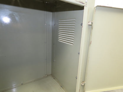 Vintage MCM Olive Green Industrial Metal Cabinet  Side Vents Single Door
