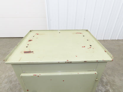 Vintage MCM Olive Green Industrial Metal Cabinet  Side Vents Single Door