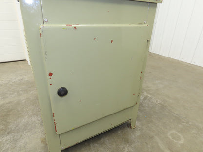 Vintage MCM Olive Green Industrial Metal Cabinet  Side Vents Single Door