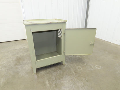 Vintage MCM Olive Green Industrial Metal Cabinet  Side Vents Single Door