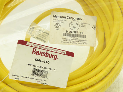 Mencom MIN-3FP-50 MIN Size I Cordset 3-Pole Female Straight Yellow 50' Cable