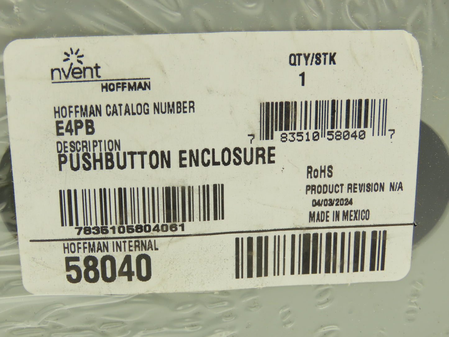 Hoffman E4PB Pushbutton Enclosure 4-Button 10-1/4x4x5"