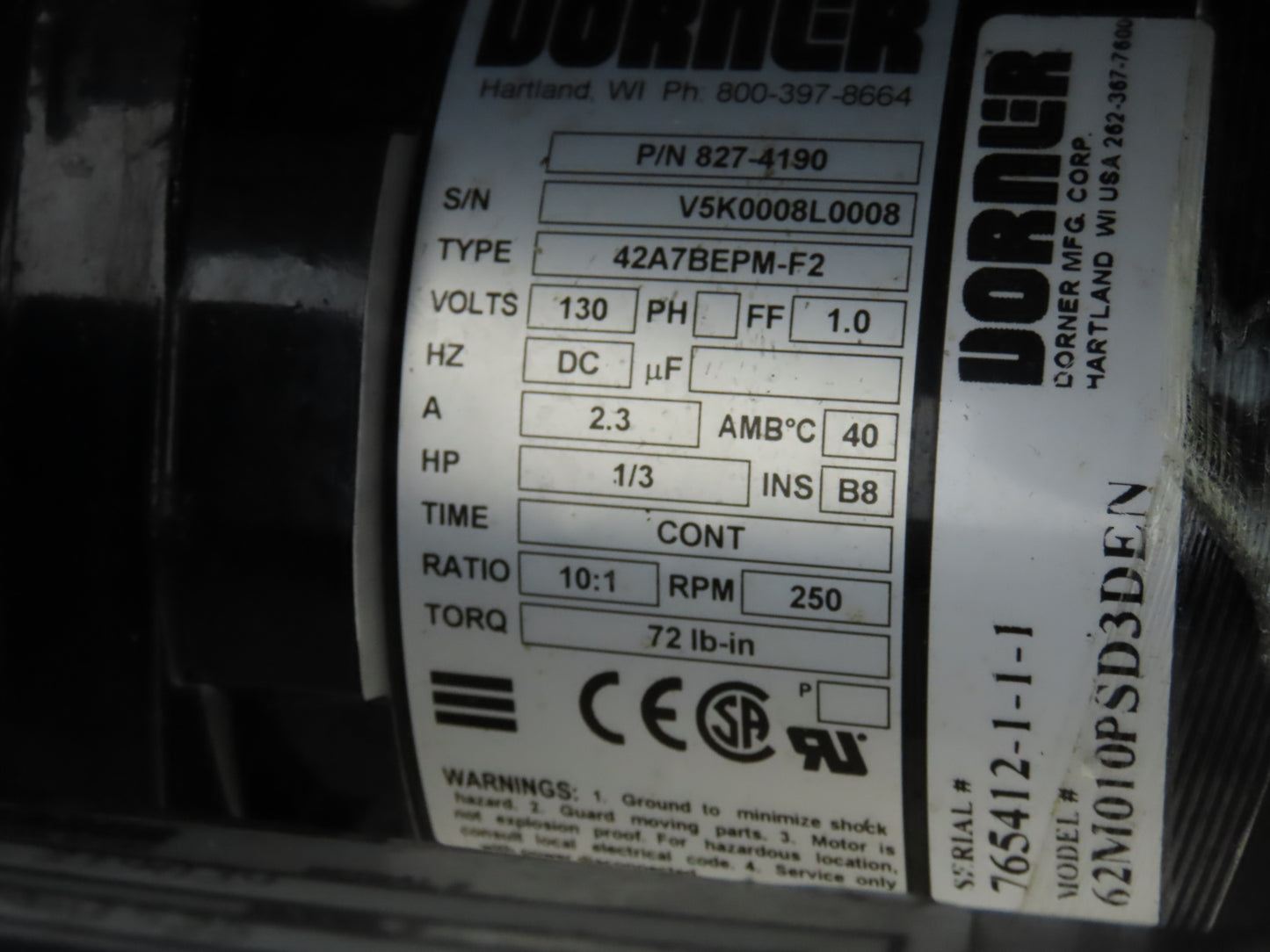 Dorner 2100 Series Belt Conveyor 15"x 95"L Variable Speed Drive 115V 135FPM