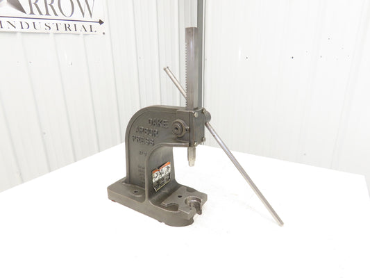 Dake Model No 0 Bench Top Arbor Press 1-1/2 Ton 4.5" Throat 7.75" Stroke