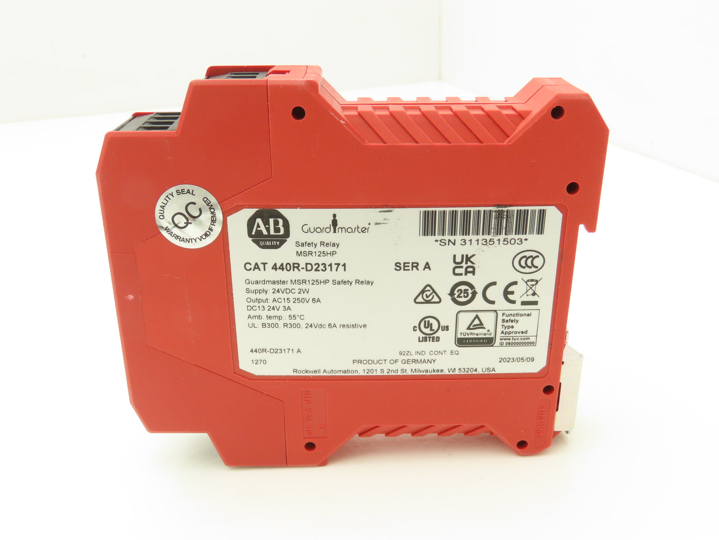 Allen Bradley 440R-D23171 Guardmaster MSR125HP Safety Relay Unit 24VDC Ser A