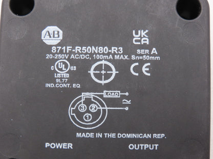 Allen Bradley 871F-R50N80-R3 Flat Pack Proximity Sensor 50mm Sensing 20-250V