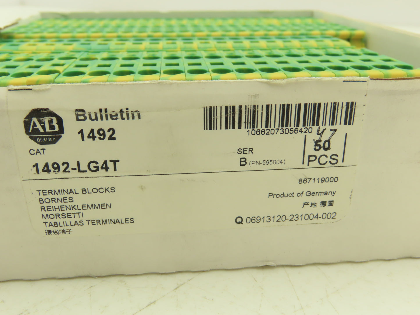 Allen Bradley 1492-LG4T Ground Terminal Block Gray 4mm Sq 800V Lot of 47
