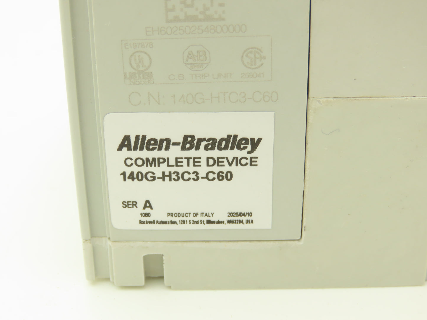 Allen Bradley 140GH3C3C60 60A Circuit Breaker 480V 3PH Molded Case 3 pole Ser. A