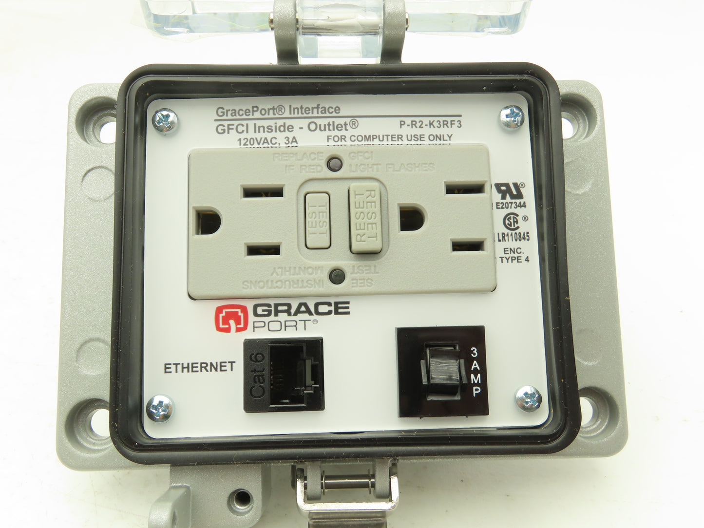 Grace Port P-R2-K3RF3 P-R2-K3RF3 GFCI N12/4 Ethernet Interface 3A CB 120VAC