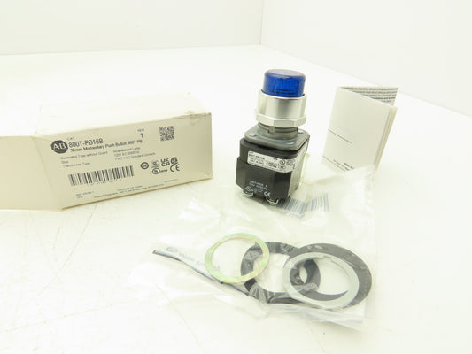 Allen Bradley 800T-PB16B Illuminated Push Button Momentary Blue 120VAC 30mm