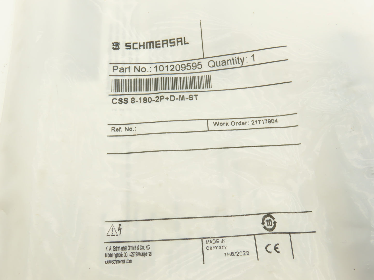Schmersal CSS 8-180-2P+D-M-ST Electronic Safety Proximity Sensor 101209595