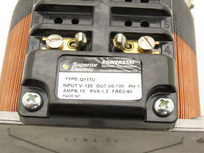 Superior Electric Q117U Powerstat Variable Transformer Variac 1.2Kva 120V 1PH