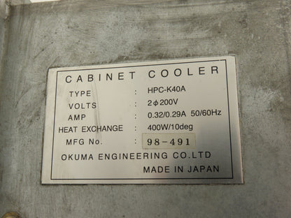 Okuma HPC-K40A Heat Exchanger Enclosure Cabinet Cooler Fan 400W 200V