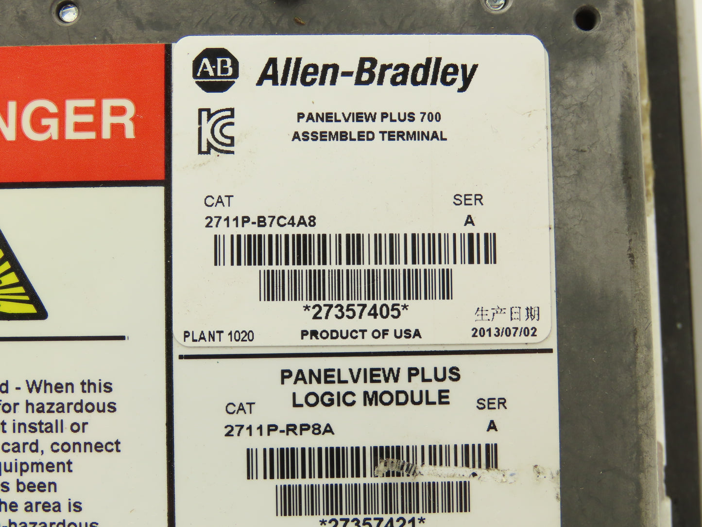 Allen Bradley 2711P-B7C4A8 PanelView Plus 700 Operator Interface Parts/Repair