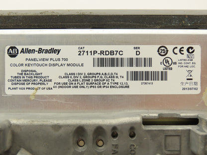 Allen Bradley 2711P-B7C4A8 PanelView Plus 700 Operator Interface Parts/Repair