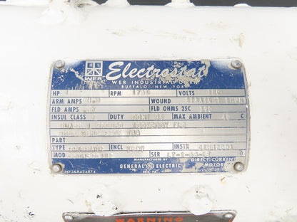 GE Wer Electrostat 5BY450B112 180V DC Motor 1Hp 1750 RPM CD188ATC 143T