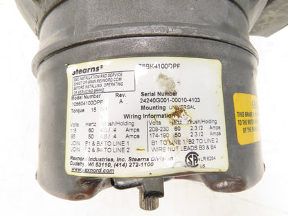 Baldor CBM3611T Brake Motor 3Hp 1750rpm 230/460V 3PH 182TC Stearns 105604100DPF