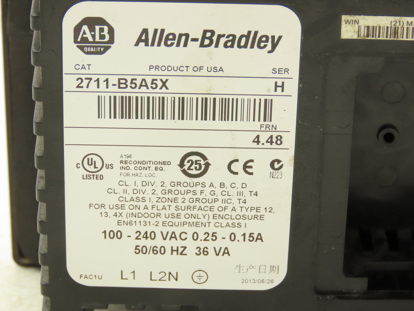 Allen Bradley 2711-B5A5X PanelView 550 HMI Control Panel Ser H FRN 4.48 100-240V