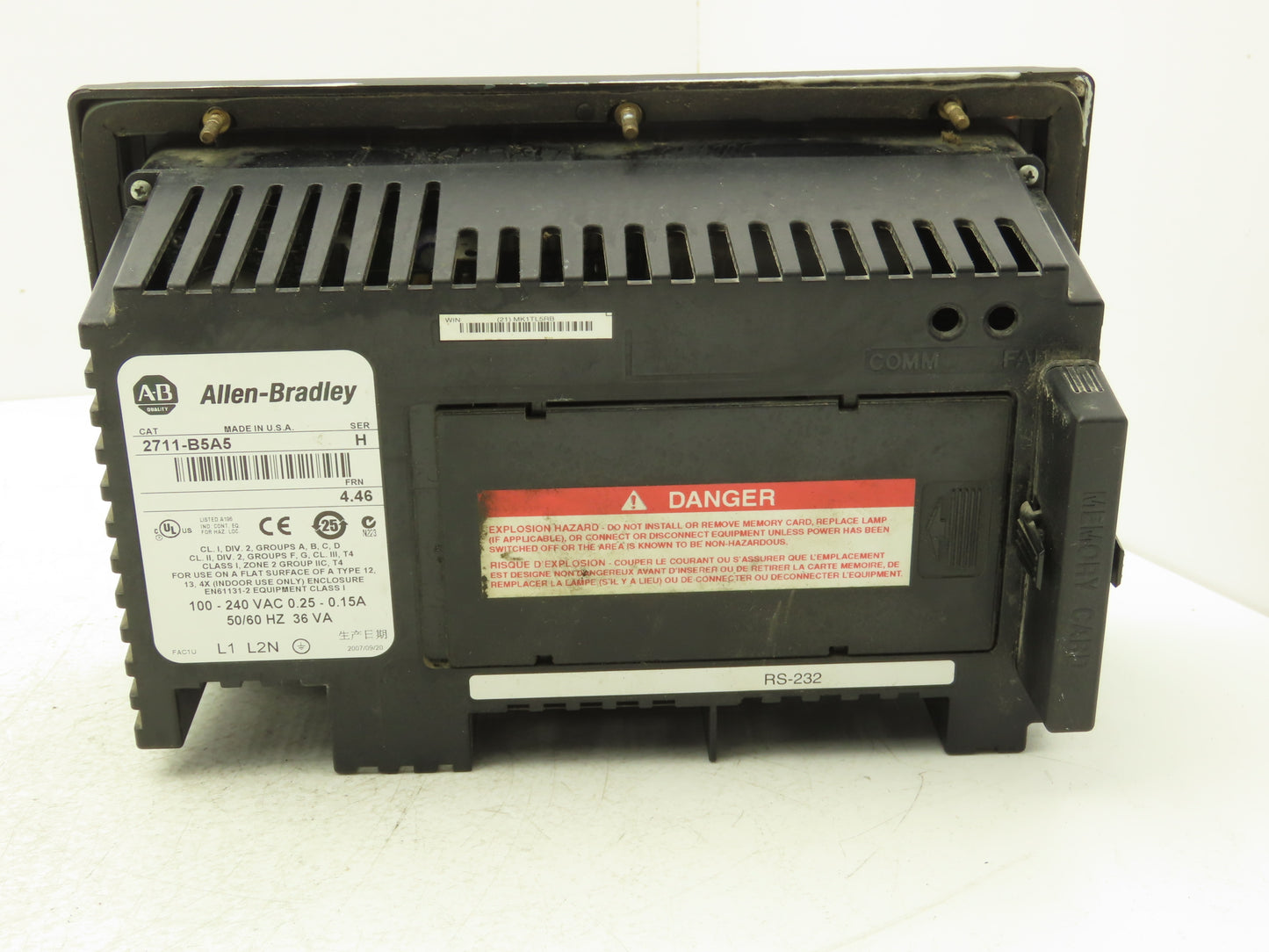 Allen Bradley 2711-B5A5 PanelView 550 HMI Control Panel Ser H FRN 4.46 100-240V