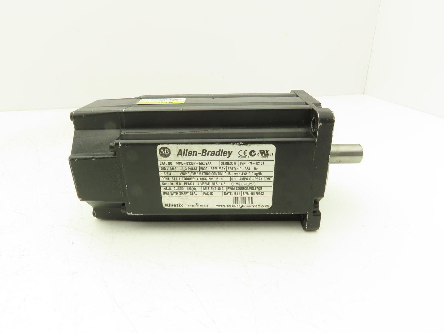 Allen Bradley MPL-B330P-MK72AA AC Servo Motor 5000 RPM 460V 3PH READ