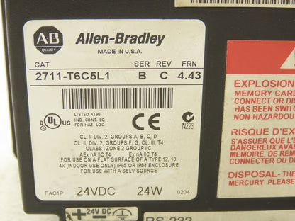 Allen Bradley 2711-T6C5L1 PanelView 600 Touchscreen 24VDC - NEEDS REPAIR