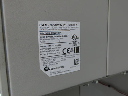 Allen Bradley 22C-D072A103 Powerflex 400 AC Drive VFD 50Hp 460V 3Ph Enclosure
