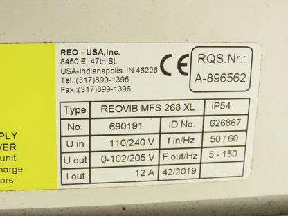 REO USA REOVIB MFS 268 Vibratory Conveyor Frequency Converter 115/230V 50/60Hz