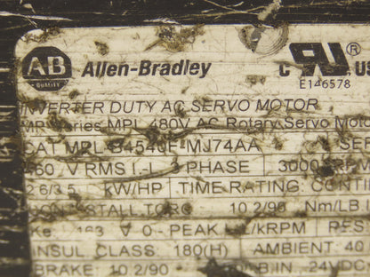Allen Bradley MPL-B4540F-MJ74AA AC Servo Motor 3000 RPM 460V 3PH 24V Brake