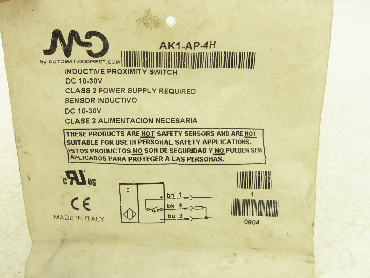 Micro Detectors AK1-AP-4H Inductive Proximity Switch/Sensor 10-30VDC 18mm OD