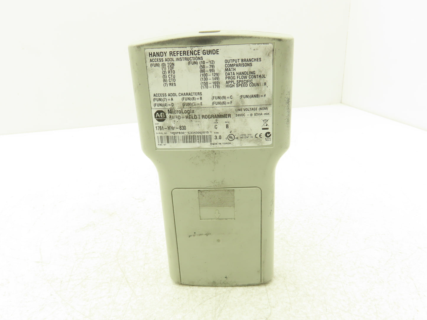 Allen Bradley 1761-HHP-B30 MicroLogix Hand-Held Programmer Series C Rev B 24VDC