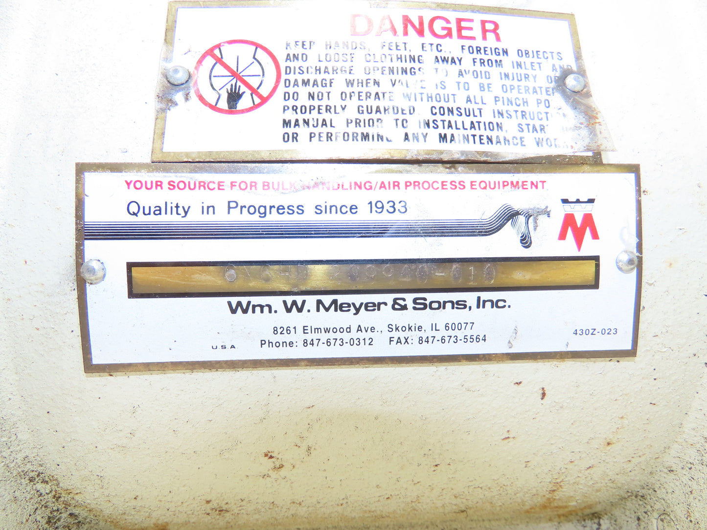 Meyer 6X6HD Rotary Airlock Valve 6x6" Rectangle Flange 1/2Hp 230/460V 3PH