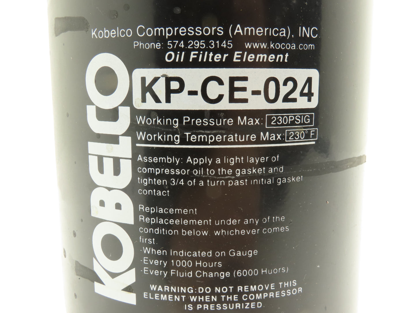 Kobelco KP-CE-024 Spin-on Air Oil Separator Air Compressor Filter 1-1/4"NPT