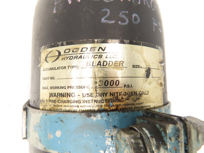 Ogden Hydraulic Bladder Accumulator 1 Gallon Tank 3000 PSI