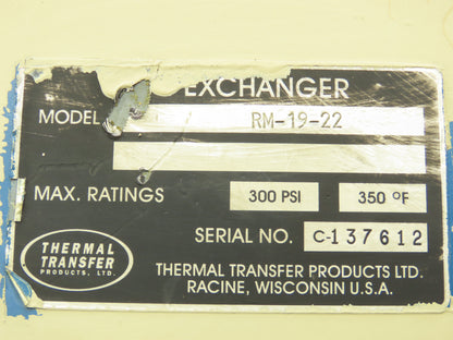 Thermal Transfer RM-19-22 Heat Exchanger Fan Air Oil Cooler Radiator -No Motor