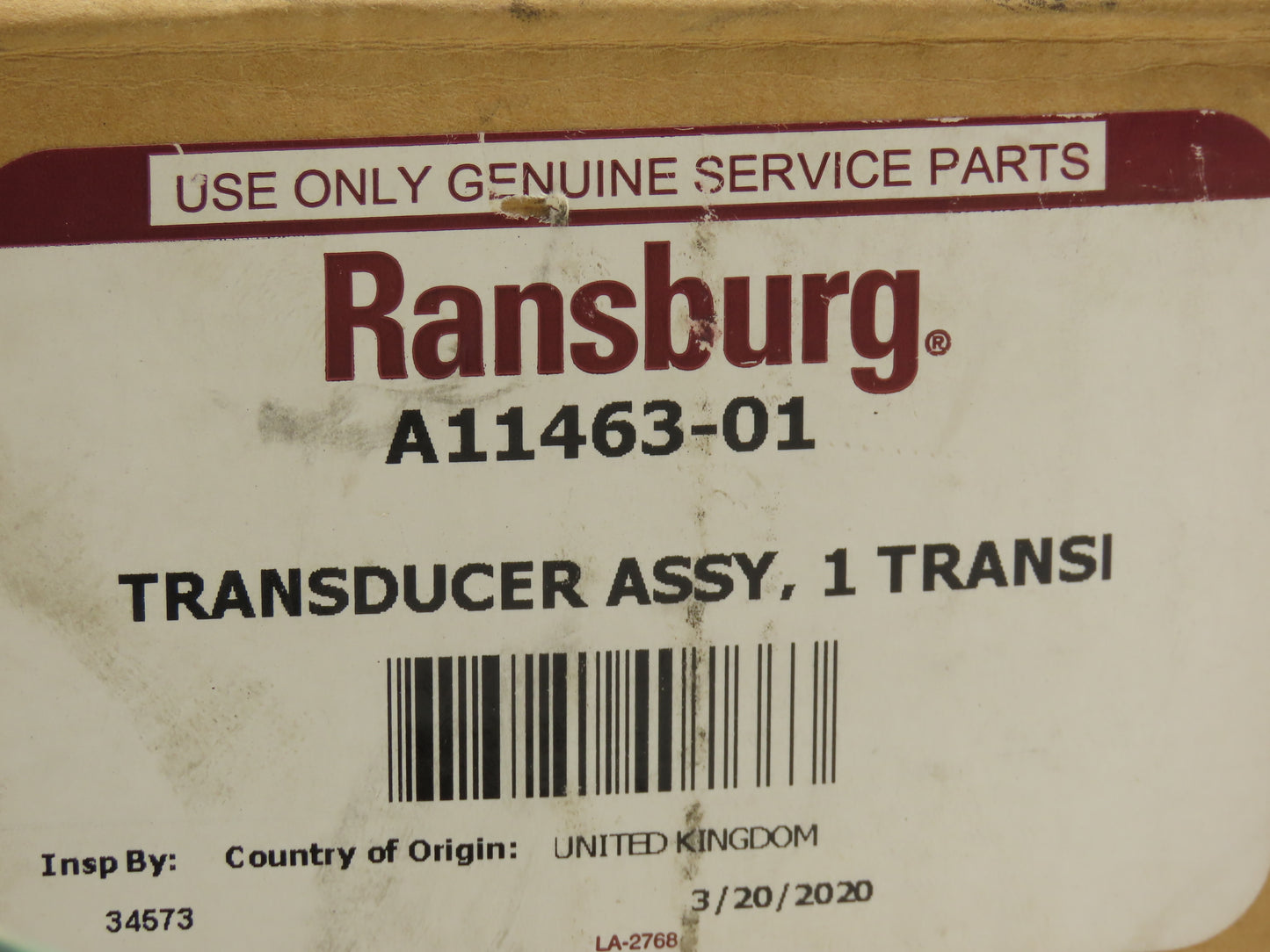 Ransburg A11463-01 Transducer Pressure Sensor Assembly PA2016