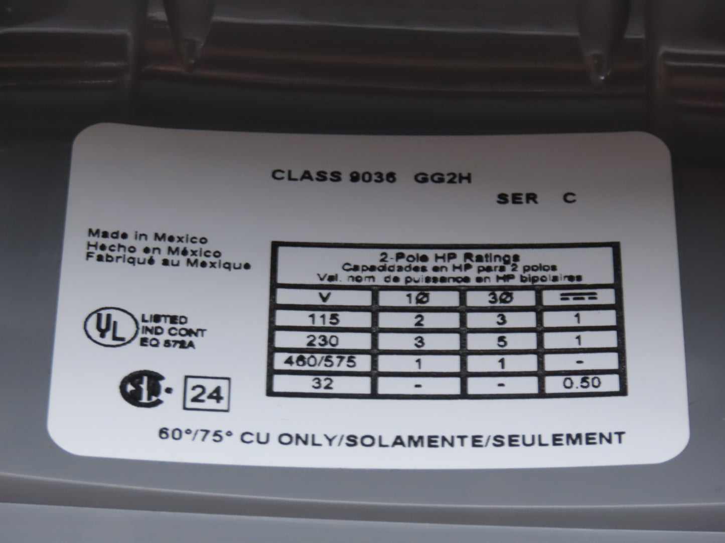 Telemecanique 9036GG2H Float Switch w/ Arm 5 HP 115-575 VAC 1 Or 3 Ph Series C