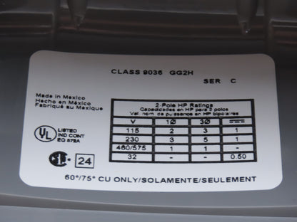 Telemecanique 9036GG2H Float Switch w/ Arm 5 HP 115-575 VAC 1 Or 3 Ph Series C