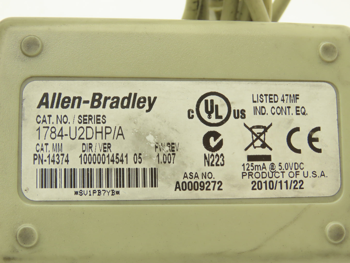 Allen Bradley 1784-U2DHP/A USB-to-Data Highway Plus 8-Pin DIN Cable FW/REV 1.007