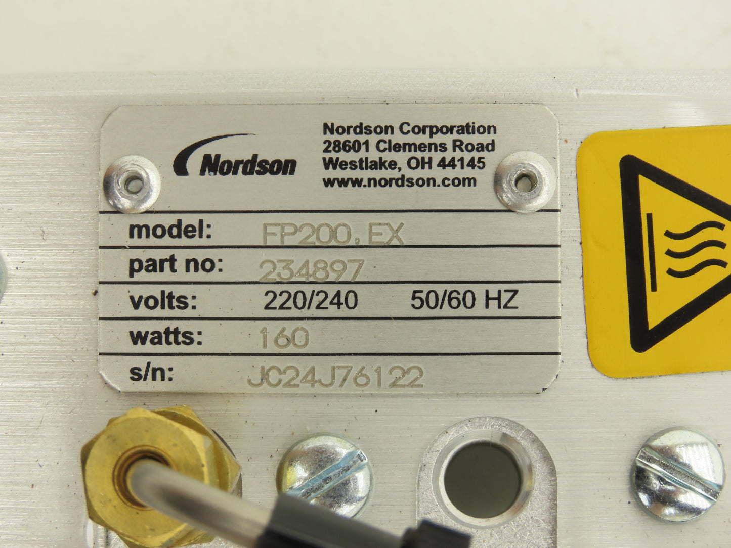 Nordson 234897 FP200 EX Hot Melt Glue Dispenser Applicator Gun w/Hose 240V