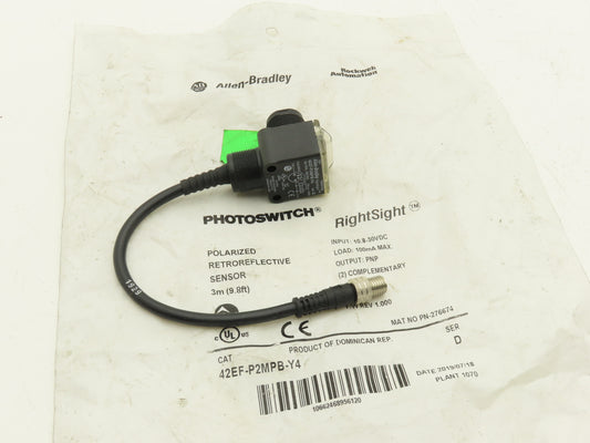 Allen Bradley 42EF-P2MPB-Y4 RightSight Photoelectric Sensor Photo Eye Ser D